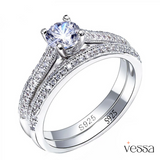 1 par vintage halo 925 prata esterlina anel de casamento conjunto para mulheres senhora presente aniversário jóias venda em massa
