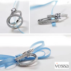1 par vintage halo 925 prata esterlina anel de casamento conjunto para mulheres senhora presente aniversário jóias venda em massa - 4