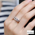 1 par vintage halo 925 prata esterlina anel de casamento conjunto para mulheres senhora presente aniversário jóias venda em massa - 5