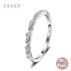 Cluci genuíno 925 prata esterlina anel redondo clássico feminino anel de casamento zircão geométrico jóias presente dos namorados dr1033sb - 1